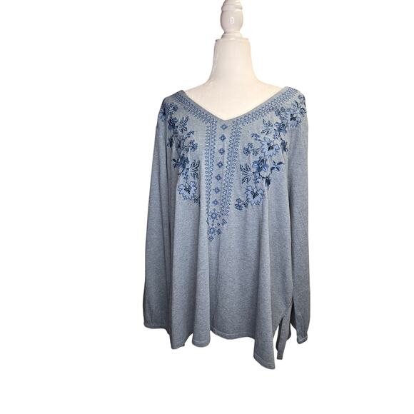 J.Jill Pure Jill Floral Embroidered V-Neck Tunic Size XL NWT - Picture 3 of 7